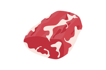 Fresh organic raw meat vector, fresh meat vector, organic food vector on white background, food top view vector, raw beef on white background, raw meat top view, flat design of raw pork steak.