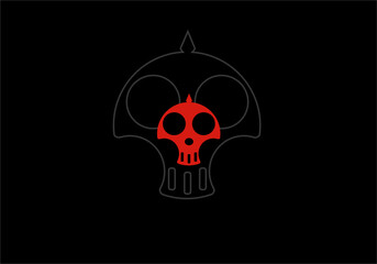 vector red skull pattern on black background. can be used for wallpapers, stickers, emblems, t-shirts, tattoos, and other digital media.
