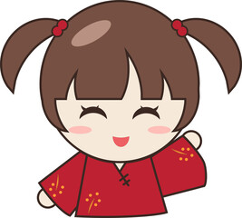 Little cute girl in traditional Chinese cartoon