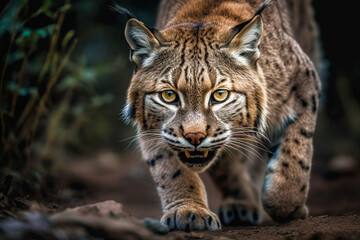 Naklejka na ściany i meble Portrait of Eurasian Lynx, generative ai.