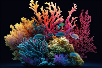 Fototapeta na wymiar Colorful Coral Reef Isolated on a White Background, Generative Ai