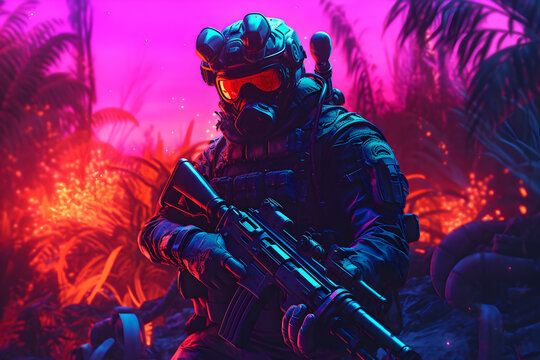 synthwave soldier