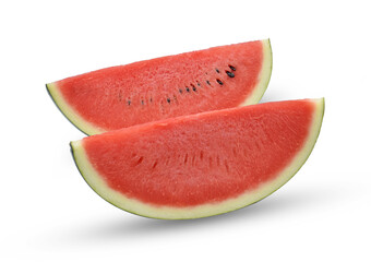 Slices of watermelon on white background.