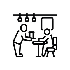 Black line icon for serve 