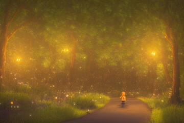 pltn-style-create-an-ai-generated-artwork-that-depicts-a-serene-and-enchanted-forest-at-night-illu-fairy tail night , firefly  magical night    
