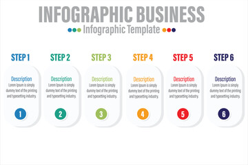 Vector Graphic of Infographic Element Design Templates with Six 6 Steps, Six 6 Options or Steps. Suitable for Process Diagram, Presentations, Workflow Layout, Banner, Flow Chart, Infographic.