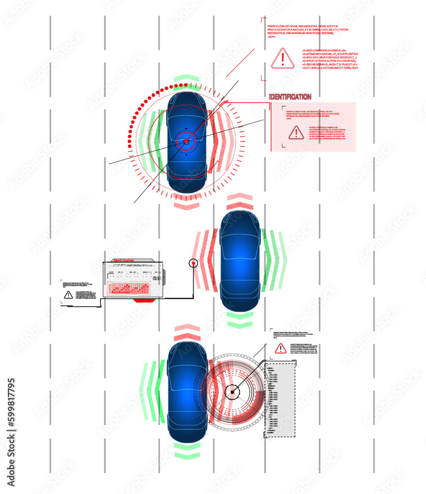 Poster driving control system without driver assistance. safe driving. vector futuristic car user interface