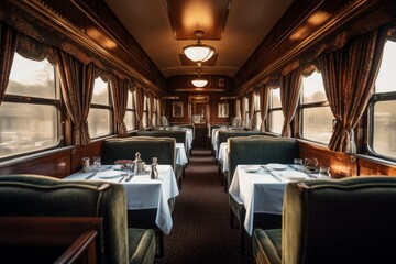Dining interior train. Generate Ai