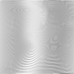 Wavy stripes seamless pattern 3D. Abstract fashion volume texture. Geometric monochrome template. Graphic style for wallpaper, wrapping, fabric, background design, apparel, print production. Vector