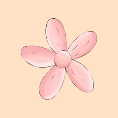 pink flower hand drawn vector illustration