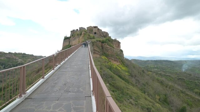 The panoramic bridge leading to Civita di Bagnoregio, Italy