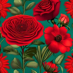 Fototapeta premium seamless pattern with red poppies