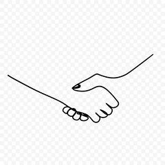 shake between two people,  One continuous single line hand drawing