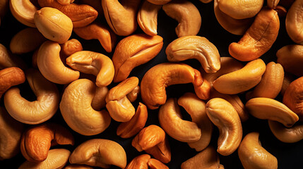 Cashew nuts background. Healthy snack concept. Organic cashew. Generative AI