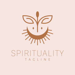 Spirituality vector logo design. Dragonfly and sacred geometry logotype. Esoteric logo template.