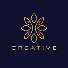 Creative vector logo design. Abstract floral emblem. Beauty and cosmetics logo template.
