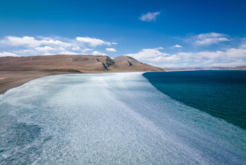 Aerial view of beautiful lake in Tibet,China