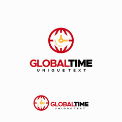 Global time logo vector design. World and timer logo designs template