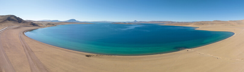 Fototapeta na wymiar Aerial view of beautiful lake landscape in Tibet,China