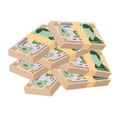 Honduran Lempira Vector Illustration. Honduras money set bundle banknotes. Paper money 20 HNL. Flat style. Isolated on white background. Simple minimal design.