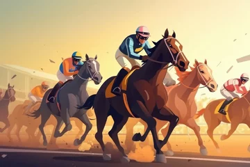 Foto op Canvas Horse racing jockey run. Generate Ai © nsit0108