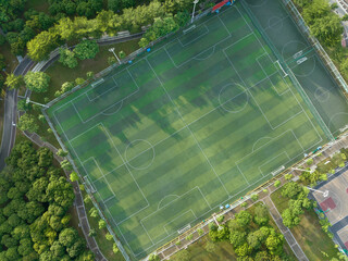 Aerial view of football field and basketball court in Shenzhen city,China © lzf
