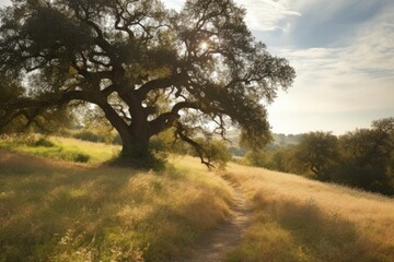 Fototapeta na wymiar Landscape oak tree nature. Generate Ai