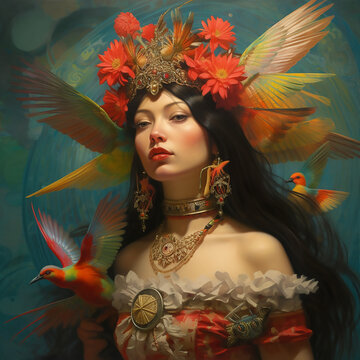 femme au colibris - g&eacute;n&eacute;ration d'id&eacute;e