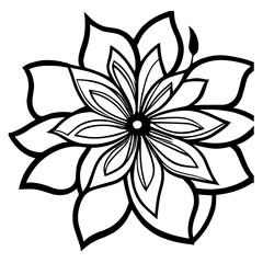 Flower clipart vector design black and white