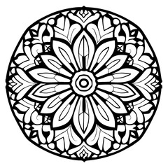 Flower clipart vector design black and white