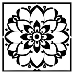 Flower clipart vector design black and white