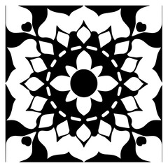 Flower clipart vector design black and white