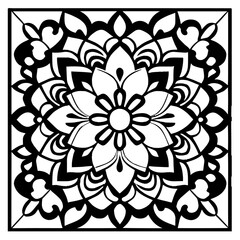 Flower clipart vector design black and white