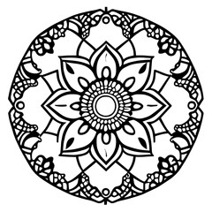 Flower clipart vector design black and white