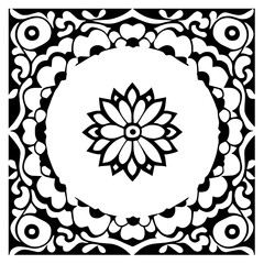 Flower clipart vector design black and white