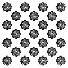 Flower clipart vector design black and white