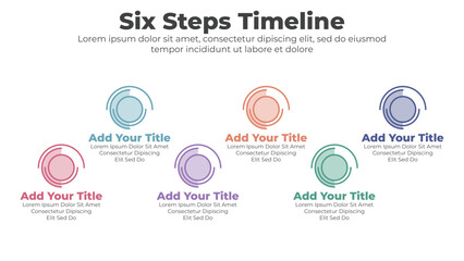 Business infographic template with six steps or options for presentation