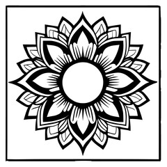 Flower clipart vector design black and white