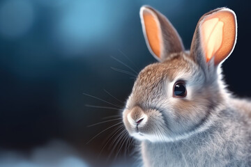 Fototapeta premium Portrait of white rabbit, AI generative