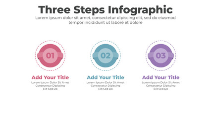 Circular infographics template with 3 steps or options