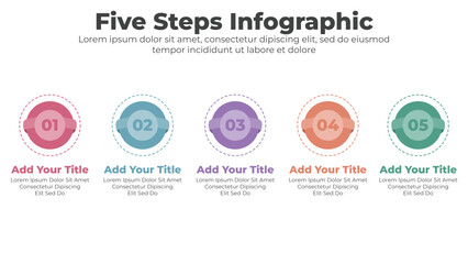 Modern business infographic template with 5 steps or options