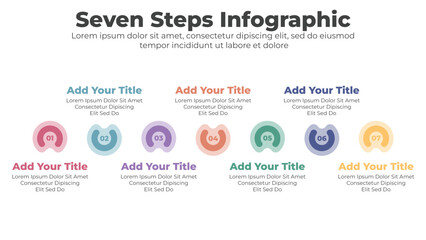 Modern business infographic template with 7 steps or options
