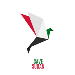 illustration vector of origami dove,save sudan,stop conflict,perfect for protest,poster,etc