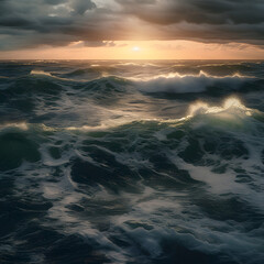 a stunning sunset over the ocean, made with Generative AI 
