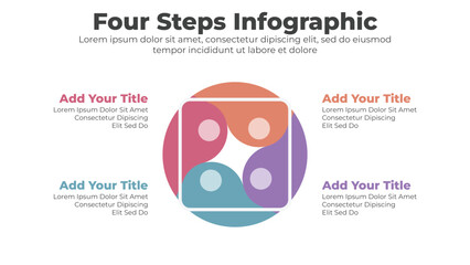 Circular infographics template with 4 steps