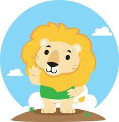 Obraz na płótnie Canvas Happy Lion Character Cartoon Illustration