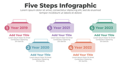 Modern business infographic template with 5 steps or options