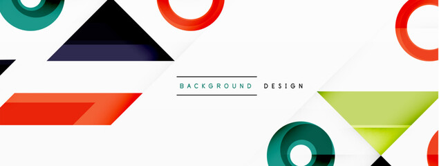 Colorful triangles and circles abstract background. Design for wallpaper, banner, background, landing page, wall art, invitation, prints, posters