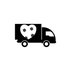Heart and Delivery Truck icon isolated on transparent background