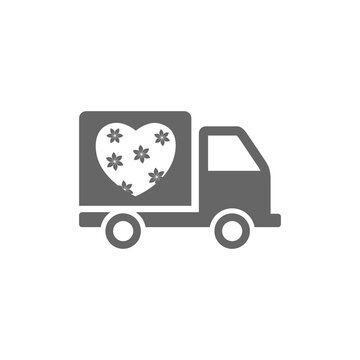 Heart and Delivery Truck icon isolated on transparent background